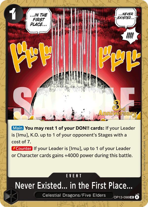 Never Existed... in the First Place..., Carrying On His Will: 3rd Anniversary Tournament Cards OP13-098