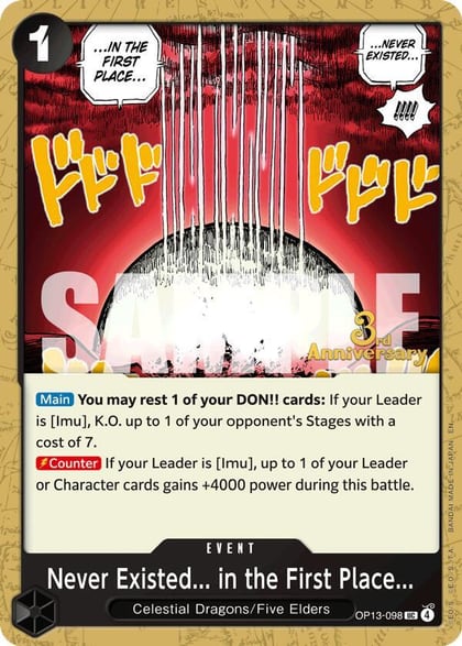 Never Existed... in the First Place..., Carrying On His Will: 3rd Anniversary Tournament Cards OP13-098
