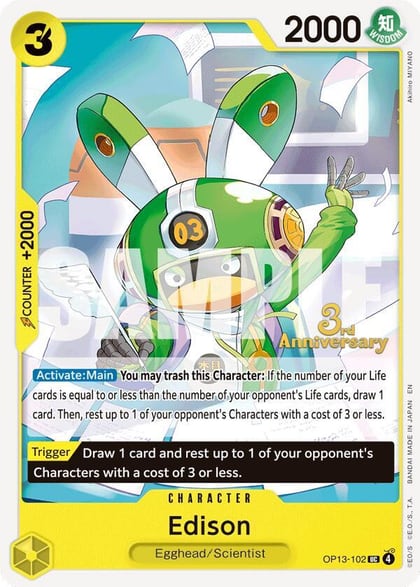 Edison, Carrying On His Will: 3rd Anniversary Tournament Cards OP13-102