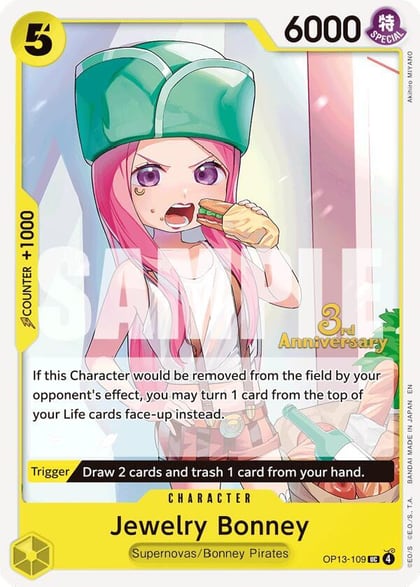 Jewelry Bonney (109), Carrying On His Will: 3rd Anniversary Tournament Cards OP13-109