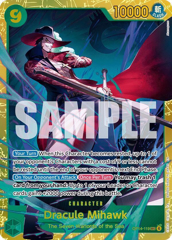 Dracule Mihawk - OP14-119, The Azure Sea's Seven OP14-119