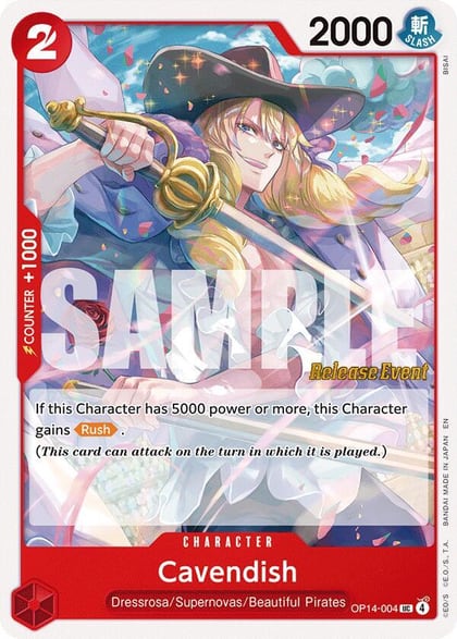 Cavendish, The Azure Sea's Seven Release Event Cards OP14-004