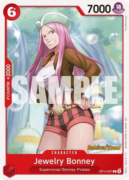 Jewelry Bonney, The Azure Sea's Seven Release Event Cards OP14-007