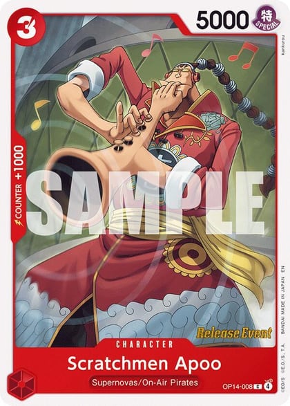Scratchmen Apoo, The Azure Sea's Seven Release Event Cards OP14-008