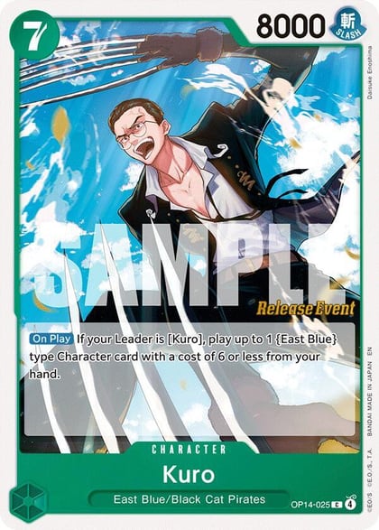 Kuro, The Azure Sea's Seven Release Event Cards OP14-025