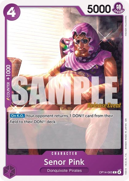 Senor Pink, The Azure Sea's Seven Release Event Cards OP14-065