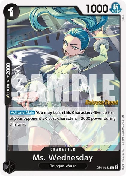 Ms. Wednesday, The Azure Sea's Seven Release Event Cards OP14-083