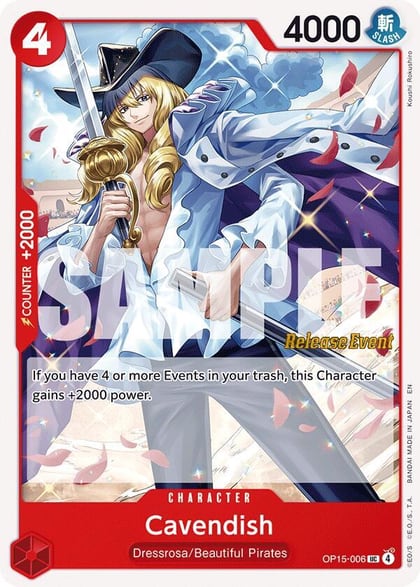 Cavendish, Adventure on Kami's Island Release Event Cards OP15-006