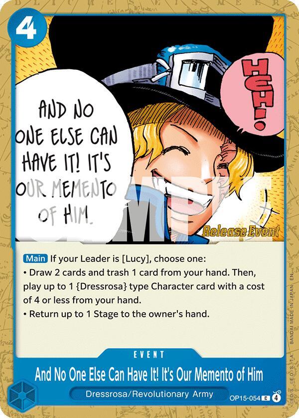 And No One Else Can Have It! It's Our Memento of Him, Adventure on Kami's Island Release Event Cards OP15-054