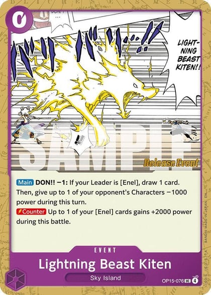 Lightning Beast Kiten, Adventure on Kami's Island Release Event Cards OP15-076