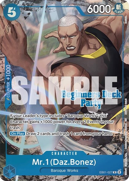 Mr. 1 (Daz.Bonez) (Beginners Deck Party [ST-23] - [ST-28] Winner Pack), One Piece Promotion Cards EB01-027