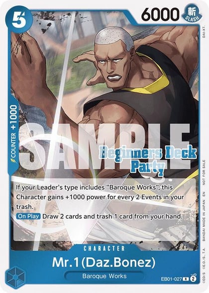 Mr. 1 (Daz.Bonez) (Beginners Deck Party [ST-23] - [ST-28] Participation Pack), One Piece Promotion Cards EB01-027