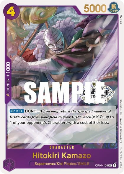Hitokiri Kamazo (Store Championship 2023 Participation Pack Vol.1), One Piece Promotion Cards OP01-108