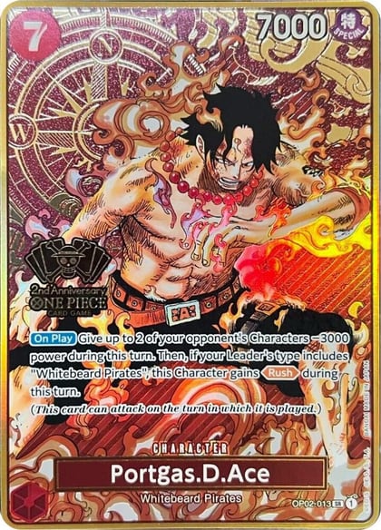 Portgas.D.Ace (One Piece Japanese Version 2nd Anniversary Set), One Piece Promotion Cards OP02-013