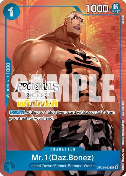 Mr.1 (Daz.Bonez) (Offline Regional 2024 Vol. 3) [Winner], One Piece Promotion Cards OP02-063