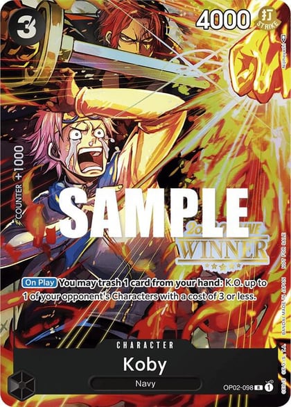 Koby (Offline Regional 2023) [Winner], One Piece Promotion Cards OP02-098