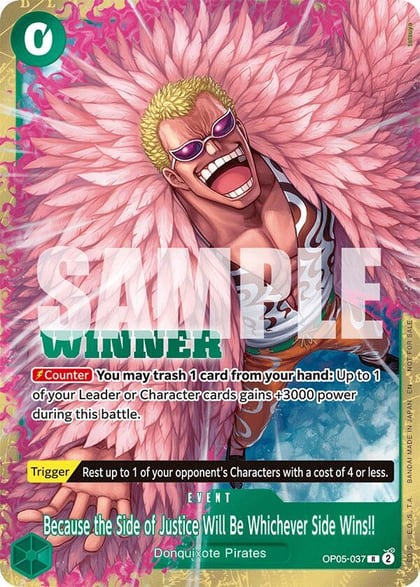 Because the Side of Justice Will Be Whichever Side Wins!! (Winner Pack 2025 Vol. 4), One Piece Promotion Cards OP05-037