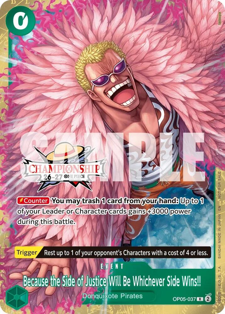 Because the Side of Justice Will Be Whichever Side Wins!! (CS 26-27 Celebration Pack), One Piece Promotion Cards OP05-037