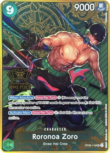 Roronoa Zoro (One Piece Japanese Version 2nd Anniversary Set), One Piece Promotion Cards OP06-118