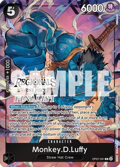 Monkey.D.Luffy (091) (Offline Regional 2024 Vol. 3) [Finalist], One Piece Promotion Cards OP07-091
