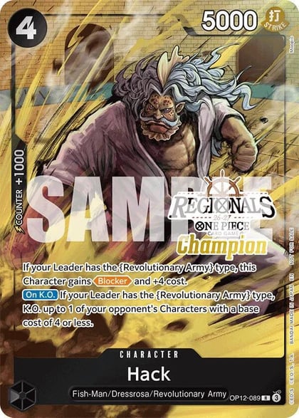 Hack (Regionals Champion Card Set 26-27), One Piece Promotion Cards OP12-089