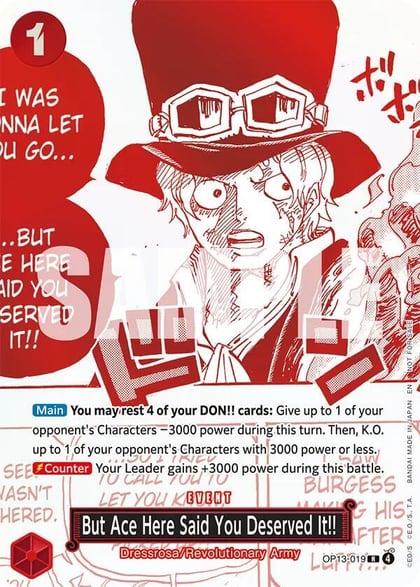 But Ace Here Said You Deserved It!! (3rd Anniversary Treasure Campaign Pack), One Piece Promotion Cards OP13-019