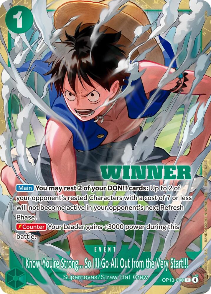 I Know You're Strong... So I'll Go All Out from the Very Start!!! (Winner Pack 2026 Vol. 4), One Piece Promotion Cards OP13-040