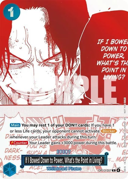 If I Bowed Down to Power, What's the Point in Living? (3rd Anniversary Treasure Campaign Pack), One Piece Promotion Cards OP13-057