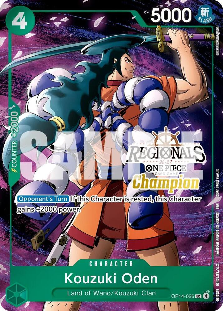 Kouzuki Oden (Regionals Champion Card Set 26-27 Vol.2), One Piece Promotion Cards OP14-026