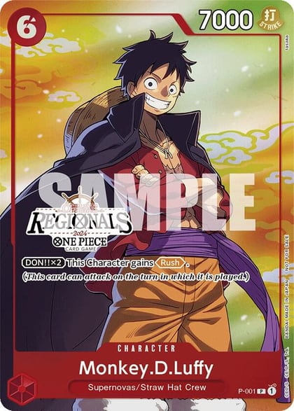 Monkey.D.Luffy (001) (Offline Regional 2024 Vol. 2) [Participant], One Piece Promotion Cards P-001