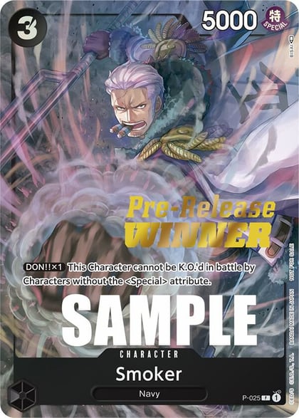 Smoker (Pre-Release) [Winner], One Piece Promotion Cards P-025