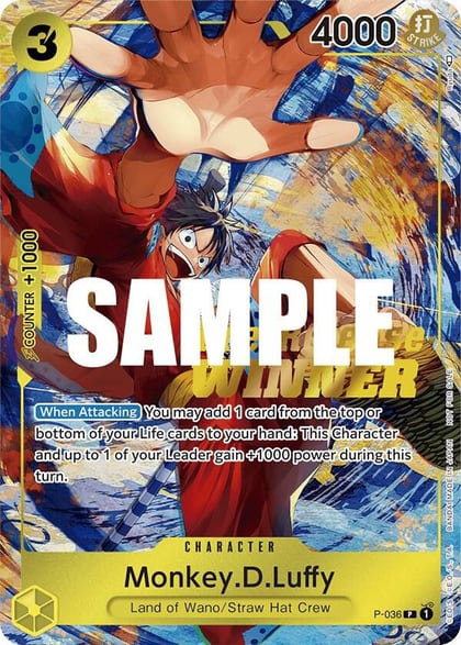 Monkey.D.Luffy (Pre-Release Tournament) (Winner), One Piece Promotion Cards P-036