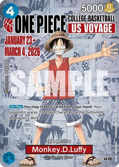 Monkey.D.Luffy (055) (College Basketball US Voyage), One Piece Promotion Cards P-055
