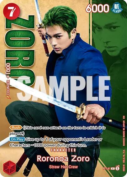 Roronoa Zoro - P-141 (Premium Card Collection -Live Action Edition Vol.2 Straw Hat Crew-), One Piece Promotion Cards P-141