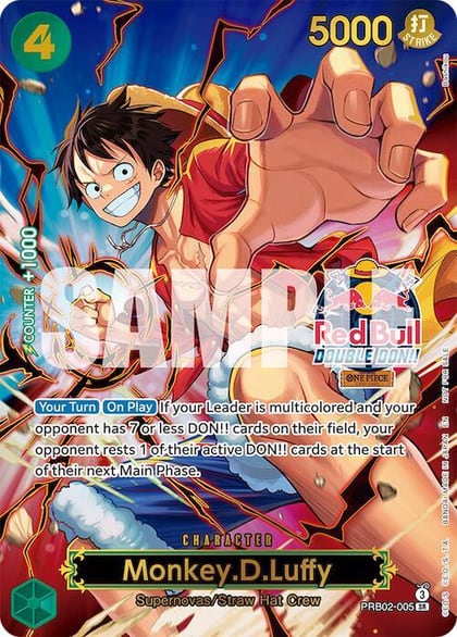 Monkey.D.Luffy (Red Bull Double Don!!) (Winner) (Textured), One Piece Promotion Cards PRB02-005