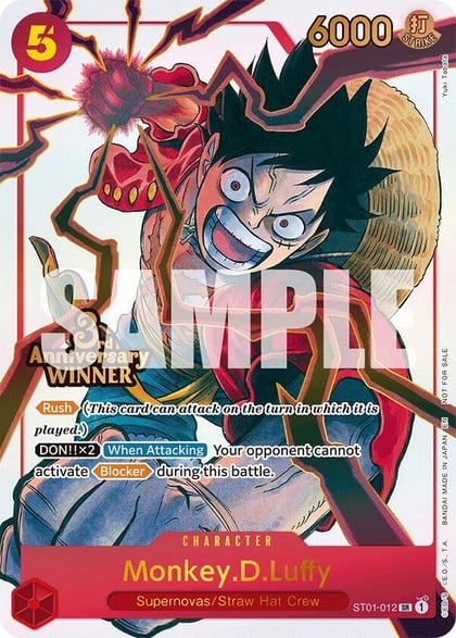 Monkey.D.Luffy - ST01-012 (3rd Anniversary Winner), One Piece Promotion Cards ST01-012