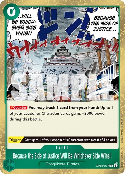 Because the Side of Justice Will Be Whichever Side Wins!! (Reprint), Premium Booster -The Best- Vol. 2 OP05-037