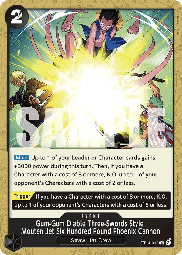 Gum-Gum Diable Three-Swords Style Mouten Jet Six Hundred Pound Phoenix Cannon, Starter Deck 14: 3D2Y ST14-015