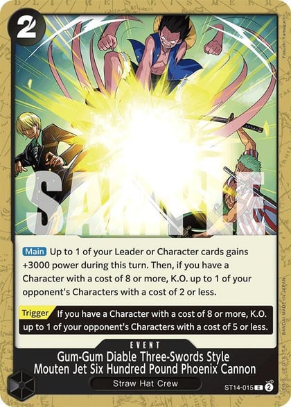 Gum-Gum Diable Three-Swords Style Mouten Jet Six Hundred Pound Phoenix Cannon, Starter Deck 14: 3D2Y ST14-015