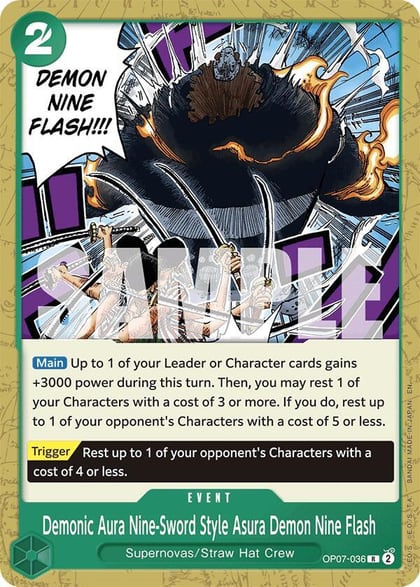 Demonic Aura Nine-Sword Style Asura Demon Nine Flash (Reprint), Starter Deck 24: GREEN Jewelry Bonney OP07-036