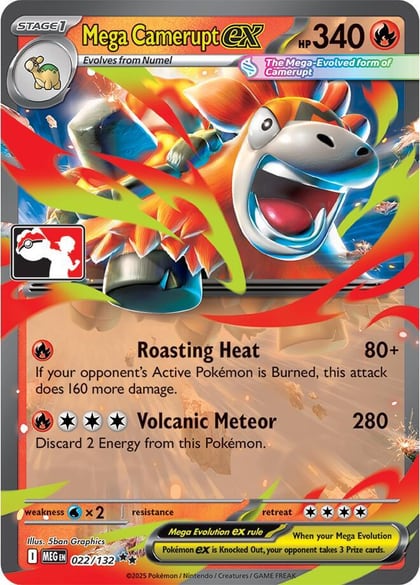 Mega Camerupt ex - 022/132, Prize Pack Series Cards 022/132