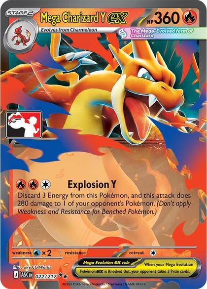 Mega Charizard Y ex - 022/217, Prize Pack Series Cards 022/217