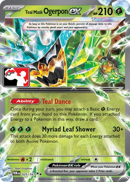 Teal Mask Ogerpon ex - 025/167 (Prize Pack Series 6), Prize Pack Series Cards 025/167