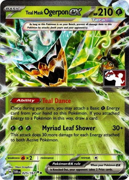 Teal Mask Ogerpon ex - 025/167 (Prize Pack Series 7), Prize Pack Series Cards 025/167