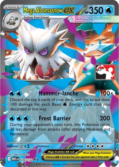 Mega Abomasnow ex - 036/132, Prize Pack Series Cards 036/132