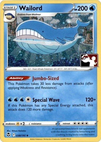 Wailord - 038/195 (Cosmos Holo), Prize Pack Series Cards 038/195