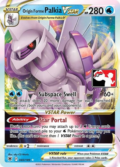 Origin Forme Palkia VSTAR - 040/189, Prize Pack Series Cards 040/189