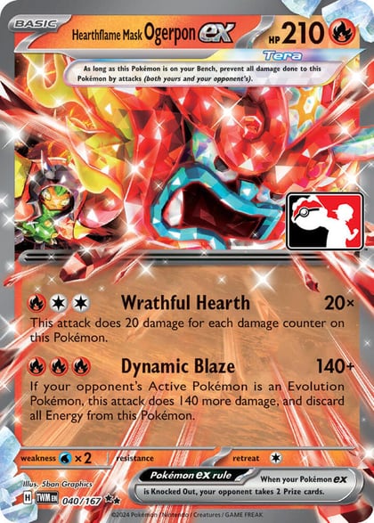 Hearthflame Mask Ogerpon ex - 040/167, Prize Pack Series Cards 040/167