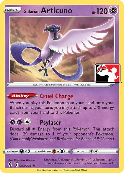 Galarian Articuno - 063/203, Prize Pack Series Cards 063/203