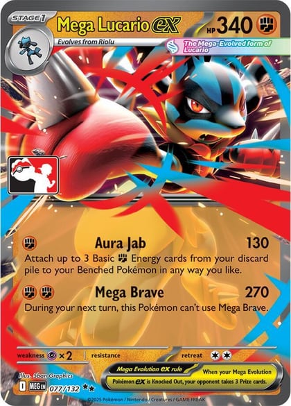 Mega Lucario ex - 077/132, Prize Pack Series Cards 077/132